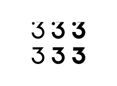 3 numaralı logo, sekiz numara, marka adı tasarımın için altı farklı kalınlıkta sayı seti, vektör illüstrasyonu 10 EPS