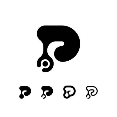 Logo Harfi P, modaya uygun modern alfabe yazı tipi, marka adı tasarımınız için beş farklı harf p p, vektör illüstrasyonu 10 EPS