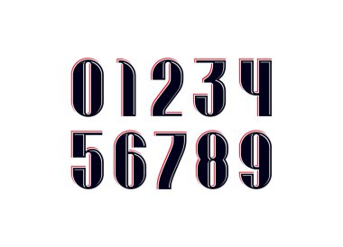 Sayılar kümesi, 0, 1, 2, 3, 4, 5, 6, 7, 8, 9, vektör illüstrasyonu 10EPS