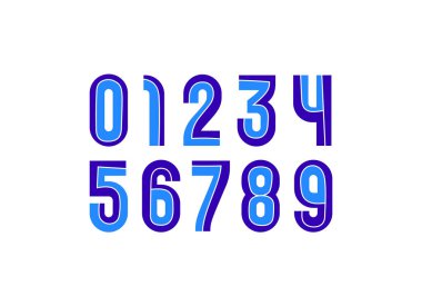 Parlak çocuk tarzında ayarlanmış renkli sayılar, çocuk sanatı tarzında 0-9 arası renkli sayılar, vektör illüstrasyonu 10EPS