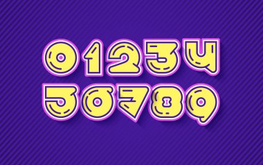 Resim seti, trend numaraları 1,2,3,4,5,7,8,9, vektör illüstrasyonu 10EPS