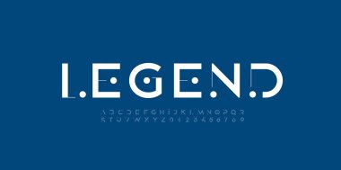 Yazı tipi alfabesi, A 'dan Z' ye kalın harfler ve 0 'dan 9' a sayılar, çizgi ve daire nokta çizimi 10EPS.