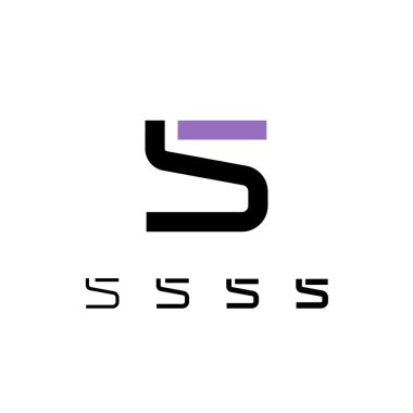 Teknik logo numarası 5, dijital siber alan numarası 5, dört farklı kalınlıkta (normal, orta, kalın, kalın) kalıplar