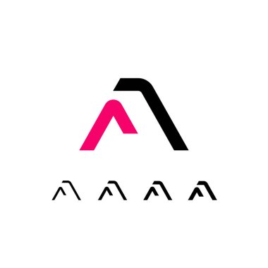 Teknik logo harfi A, dijital siber uzay yazı tipi, dört farklı kalınlıkta (düzenli, orta, kalın, kalın) şablon biçiminde