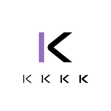 Teknik logo K harfi, dijital siber uzay yazı tipi, dört farklı kalınlıkta (düzenli, orta, kalın, kalın) şablon biçiminde