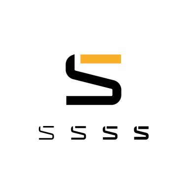 Teknik logo S, dijital siber uzay yazı tipi, dört farklı kalınlıkta (düzenli, orta, kalın, kalın) şablon biçiminde