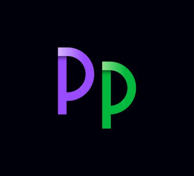 Sanat harfi P, modern yazı tipi modası alfabesi büyük ve küçük harfler, vektör illüstrasyon 10EPS.