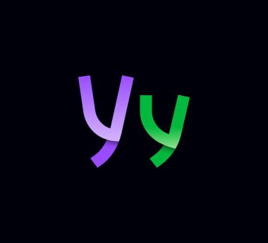 Sanat harfi Y, modern yazı tipi modası alfabesi büyük ve küçük harfler, vektör illüstrasyon 10EPS.