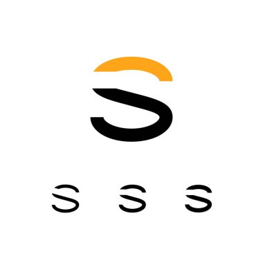 Teknik logo S harfi, dijital siber uzay yazı tipi, dört farklı kalınlıkta (düzenli, kalın, kalın) şablon biçiminde