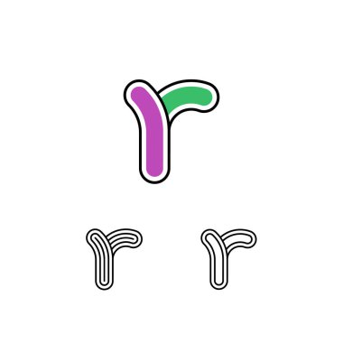 Logo Harfi R, oyuncu alfabe sanat yazı tipi, marka adı tasarımın için üç farklı harf kümesi, vektör illüstrasyonu 10 EPS