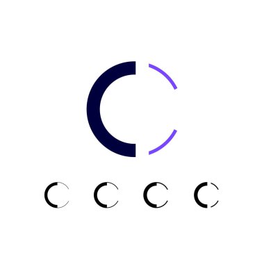 C harfi, dört farklı logo soyut tasarımı, vektör illüstrasyon 10EPS