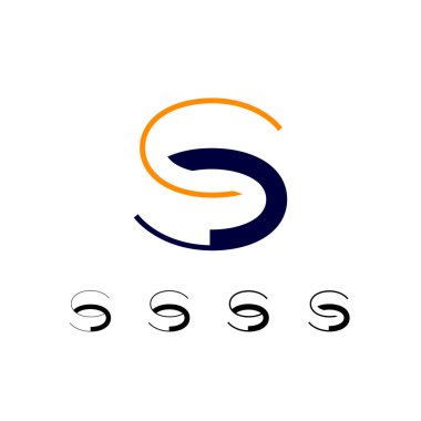 S harfi, dört farklı logo soyut tasarımı, vektör illüstrasyon 10EPS