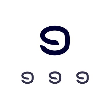 Teknik logo numarası 9, dijital siber alan numarası 9, üç farklı kalıptan oluşan set.