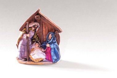 Yusuf, Meryem ve İsa Noel için beşik süslemesinde