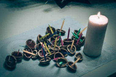 Avrupa Noel geleneği, fındık kabuğu hazırlamak ve su yüzeyi için küçük mumlar