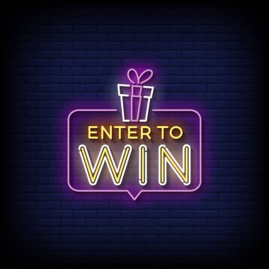 Neon İşareti kazanmak için tuğla duvar arkaplan vektörüyle girin