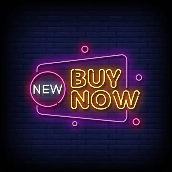 Neon Sign Buy Now Brick Wall Background Vector — Stock Vector