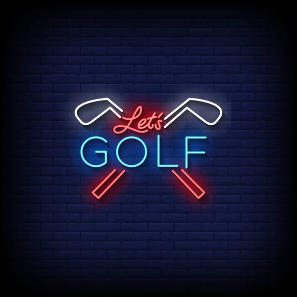 Neon Sign Golf Brick Wall Background Vector — Stock Vector