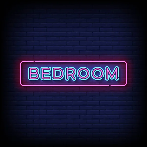 Neon Sign Bedroom Φόντο Τούβλο Τοίχο Διάνυσμα — Διανυσματικό Αρχείο