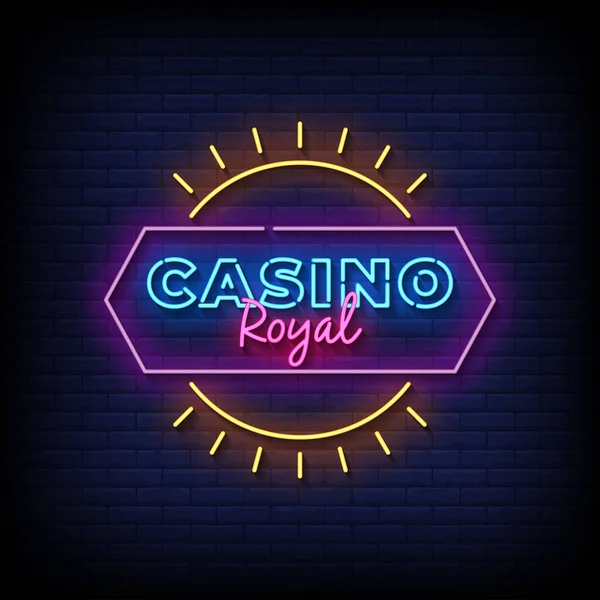 Neon Sign Casino Royal Mit Ziegelwand Hintergrundvektor — Stockvektor