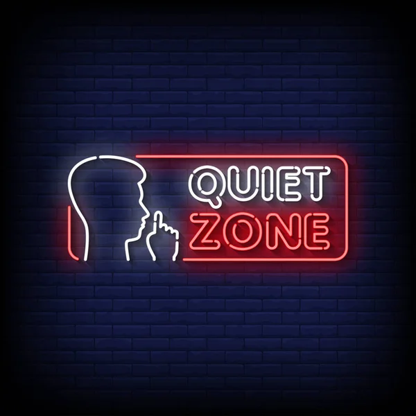 Neon Sign Quiet Zone Brick Wall Διάνυσμα — Διανυσματικό Αρχείο