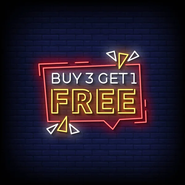Neon Sign Buy Get Free Mit Backsteinwand Hintergrundvektor — Stockvektor