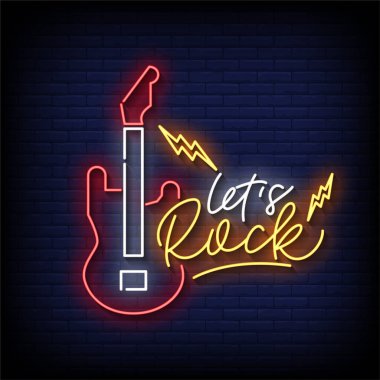 tuğla duvar arkaplan, vektör illüstrasyonlu taş neon işareti