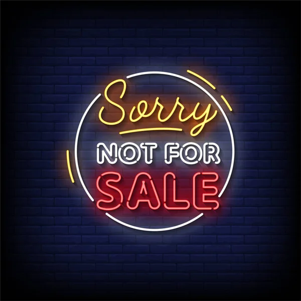 Neon Sign Sorry Nie Sprzedaż Cegły Ściany Wektor Tła — Wektor stockowy