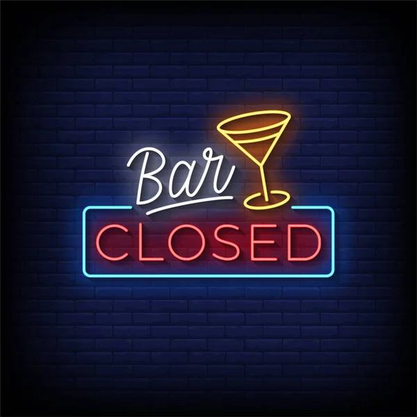 Neon Sign Bar Zamknięty Ceglanym Wektorem Tła Ściany — Wektor stockowy