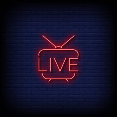 Tuğla duvar arkaplan vektörlü Canlı Neon İşareti