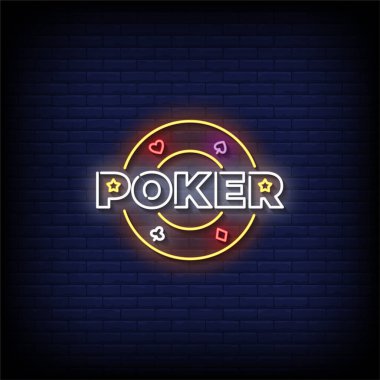 Poker neon taşıyıcı işareti. Gazino işaretli pankart tasarımı
