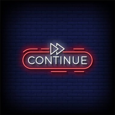 Neon ışığı. Tuğla duvarla harflere devam et. neon ışık arkaplanı