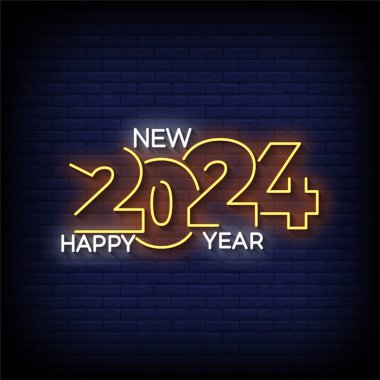 Mutlu yıllar 2024. neon işareti