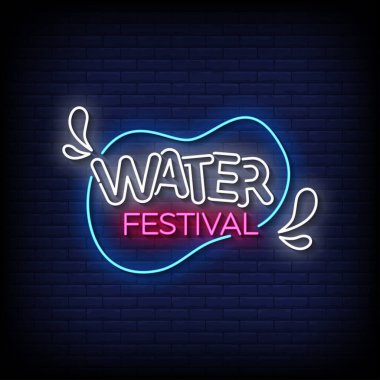 Neon su işareti. Reklam için vektör neon tabela