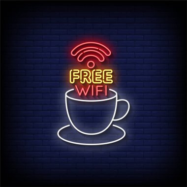 Kablosuz neon ikonu, vektör illüstrasyonu. neon pankartı.