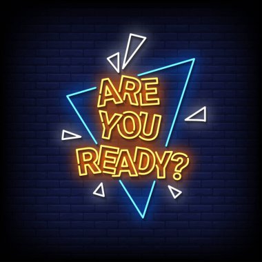 Neon ışığına hazırsınız. Vektör çizimi. Duvarda neon simgesi