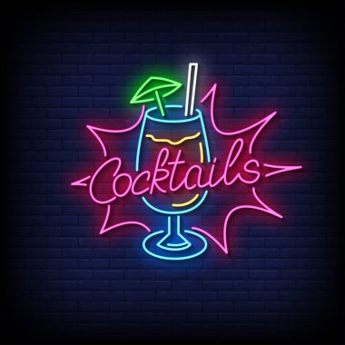Neon tabelası cktail. neon işareti.
