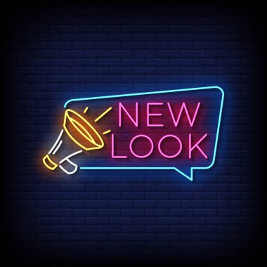 Tuğla arka planda yeni bir ışık pankartı. vektör illüstrasyonu.