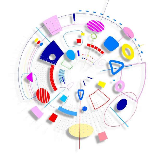 Abstrakcyjne Kolorowe Tło Kręgiem Kształtów Geometrycznych — Zdjęcie stockowe