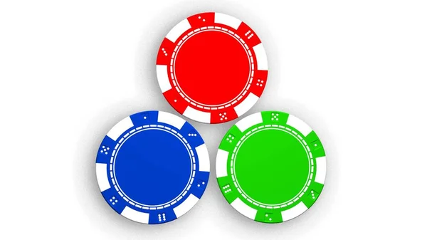 白色背景上的赌场筹码 — 图库照片