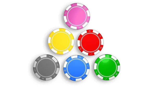 Casino Chips Met Verschillende Kleuren — Stockfoto