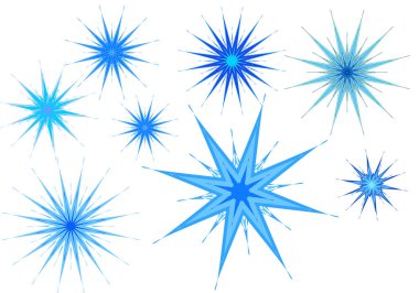 Kar tanesi deseni. yıldız patlaması, beyaz arkaplanda izole.