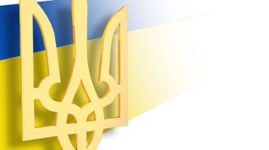 Ukrayna bayrağı ve mızrak. Ulusal bayrağın basit illüstrasyonu