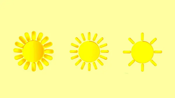 サンアイコン 黄色の背景に隔離された天気アイコンの平らなイラスト — ストック写真