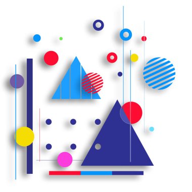 soyut geometrik şekil arkaplanı. Renkli üçgenleri ve daireleri olan desen