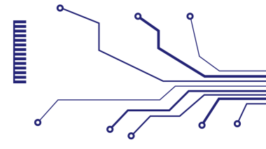 Şeffaf arkaplanda devre kartı deseni. 