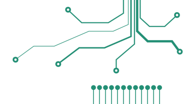 Şeffaf arkaplanda devre kartı biçimi