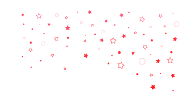 Şeffaf arkaplanda kırmızı yıldızlar konfetisi.