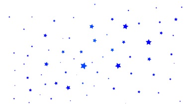 Şeffaf arkaplanda mavi yıldız konfetisi.