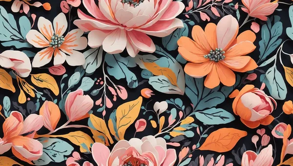 Motif Aquarelle Avec Belles Fleurs Colorées — Image vectorielle